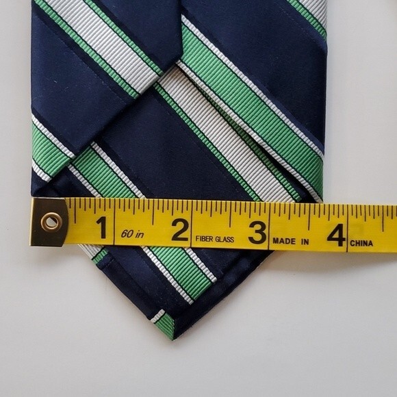NWT IKE BEHAR BLUE GREEN STRIPED SILK TIE 3.75" by 58.5" - Picture 7 of 7